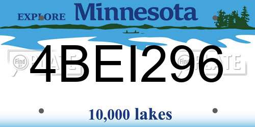 4BEI296 Minnesota License Plate