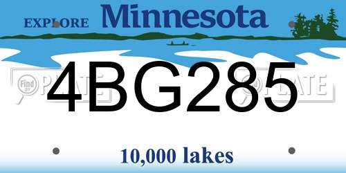 4BG285 Minnesota License Plate