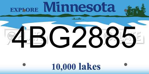 4BG2885 Minnesota License Plate