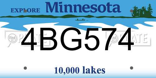 4BG574 Minnesota License Plate