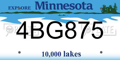 4BG875 Minnesota License Plate