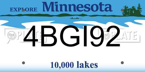 4BGI92 Minnesota License Plate