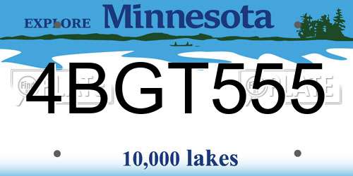 4BGT555 Minnesota License Plate