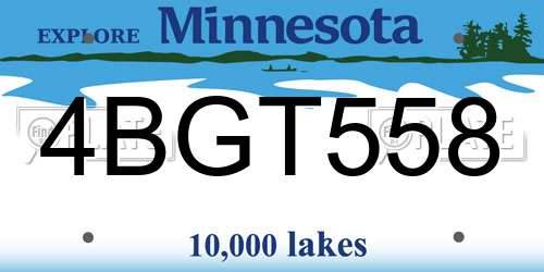 4BGT558 Minnesota License Plate