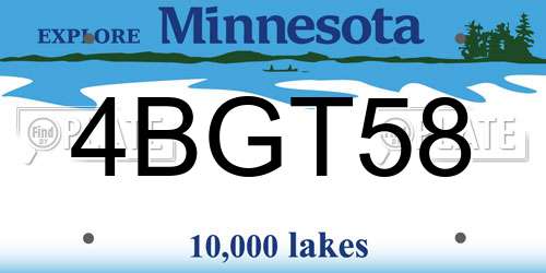 4BGT58 Minnesota License Plate