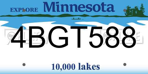 4BGT588 Minnesota License Plate