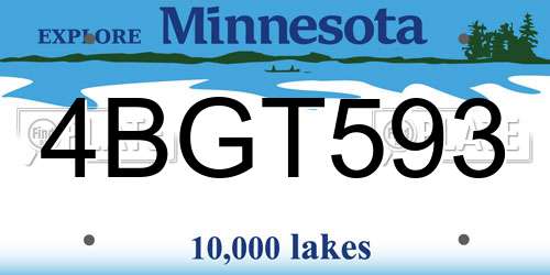 4BGT593 Minnesota License Plate