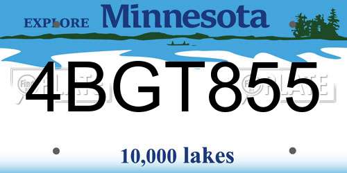 4BGT855 Minnesota License Plate