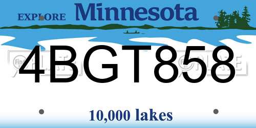 4BGT858 Minnesota License Plate