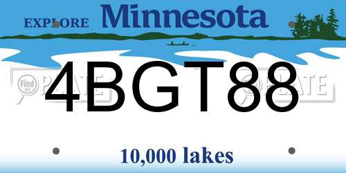 4BGT88 Minnesota License Plate