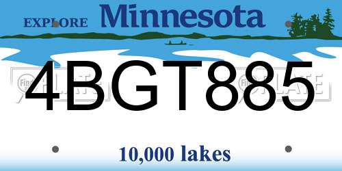 4BGT885 Minnesota License Plate
