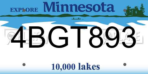 4BGT893 Minnesota License Plate