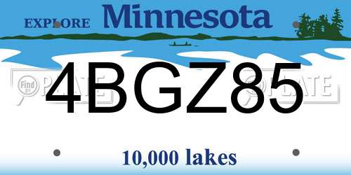 4BGZ85 Minnesota License Plate
