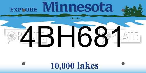 4BH681 Minnesota License Plate