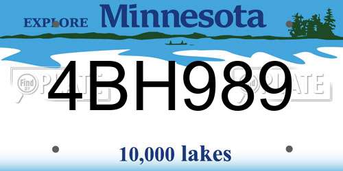 4BH989 Minnesota License Plate