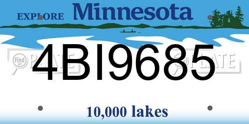 4BI9685 Minnesota License Plate