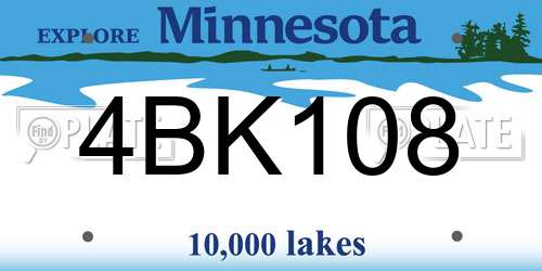 4BK108 Minnesota License Plate
