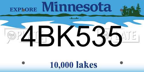 4BK535 Minnesota License Plate