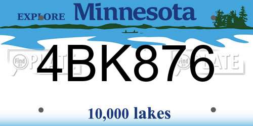 4BK876 Minnesota License Plate