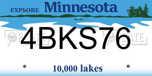 4BKS76 Minnesota License Plate