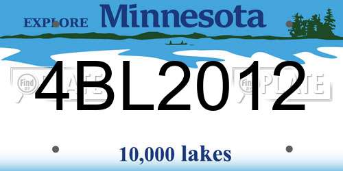 4BL2012 Minnesota License Plate