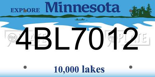 4BL7012 Minnesota License Plate