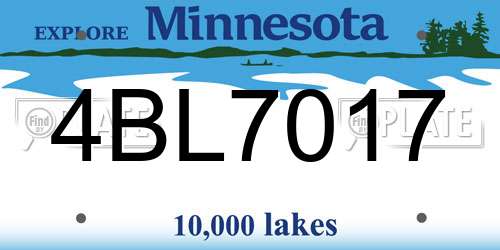 4BL7017 Minnesota License Plate