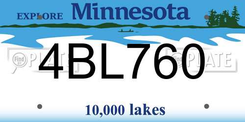 4BL760 Minnesota License Plate