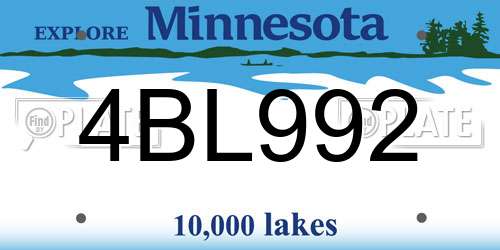 4BL992 Minnesota License Plate