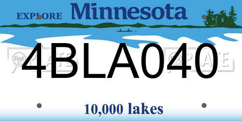 4BLA040 Minnesota License Plate
