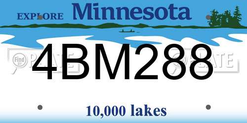 4BM288 Minnesota License Plate