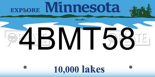 4BMT58 Minnesota License Plate