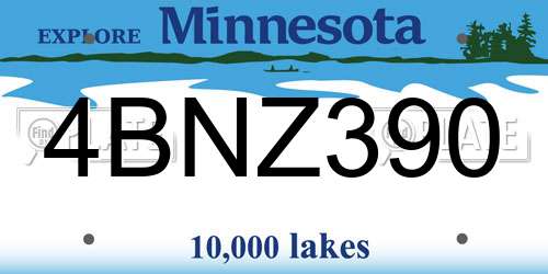 4BNZ390 Minnesota License Plate
