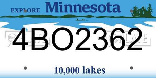 4BO2362 Minnesota License Plate