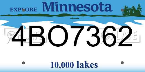 4BO7362 Minnesota License Plate