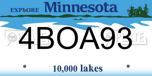 4BOA93 Minnesota License Plate