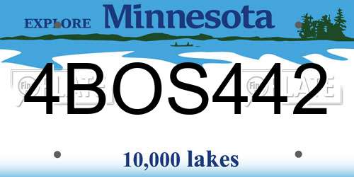 4BOS442 Minnesota License Plate