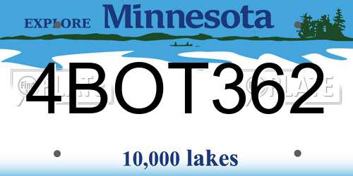 4BOT362 Minnesota License Plate
