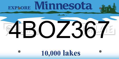 4BOZ367 Minnesota License Plate