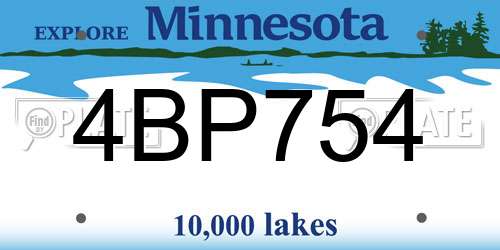 4BP754 Minnesota License Plate