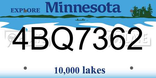 4BQ7362 Minnesota License Plate