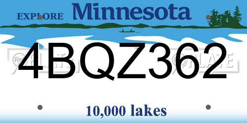 4BQZ362 Minnesota License Plate