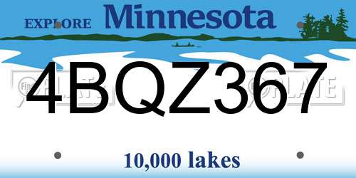 4BQZ367 Minnesota License Plate