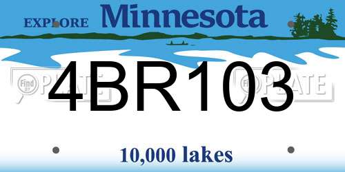 4BR103 Minnesota License Plate