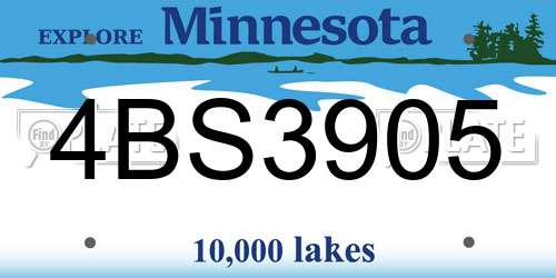 4BS3905 Minnesota License Plate
