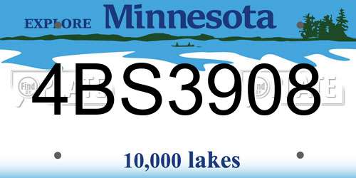 4BS3908 Minnesota License Plate