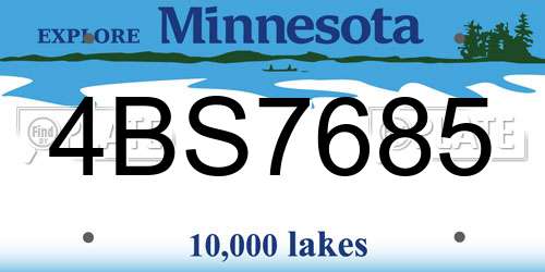 4BS7685 Minnesota License Plate