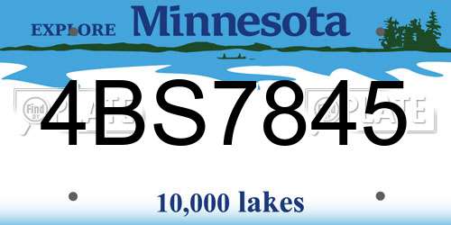 4BS7845 Minnesota License Plate