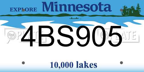 4BS905 Minnesota License Plate