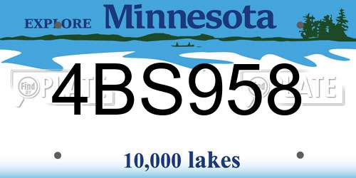 4BS958 Minnesota License Plate